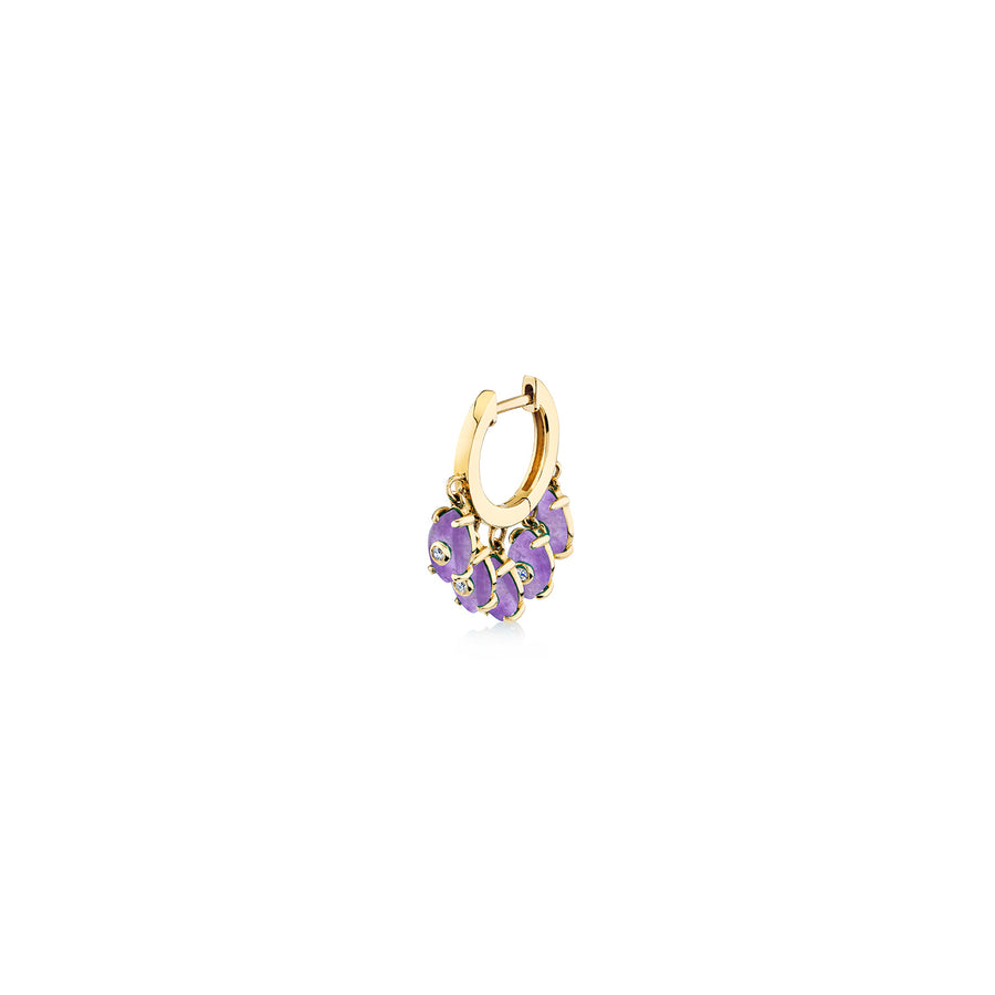 Gold & Diamond Tiny Carved Stone Fringe Huggie - Sydney Evan Fine Jewelry