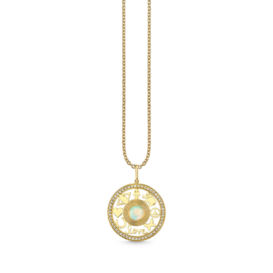 Gold & Diamond Open Icon Opal Charm - Sydney Evan Fine Jewelry