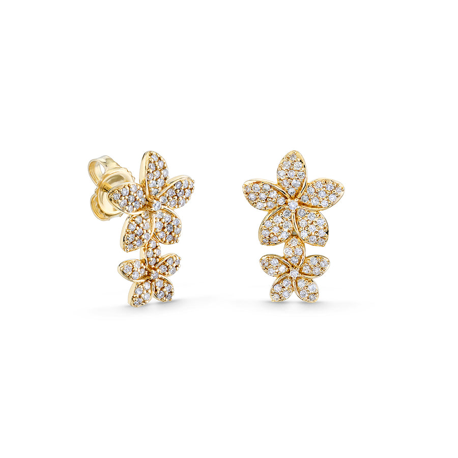Gold & Diamond Double Plumeria Stud - Sydney Evan Fine Jewelry
