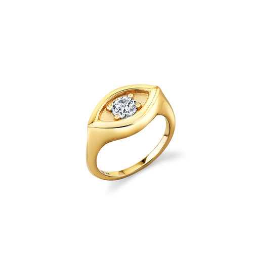 Gold & Diamond Large Marquise Eye Signet Ring