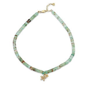 Gold & Diamond Double Plumeria Aquaprase Anklet - Sydney Evan Fine Jewelry