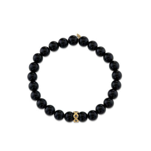 Men's Collection Gold & Black Diamond Fluted Rondelle on Onyx