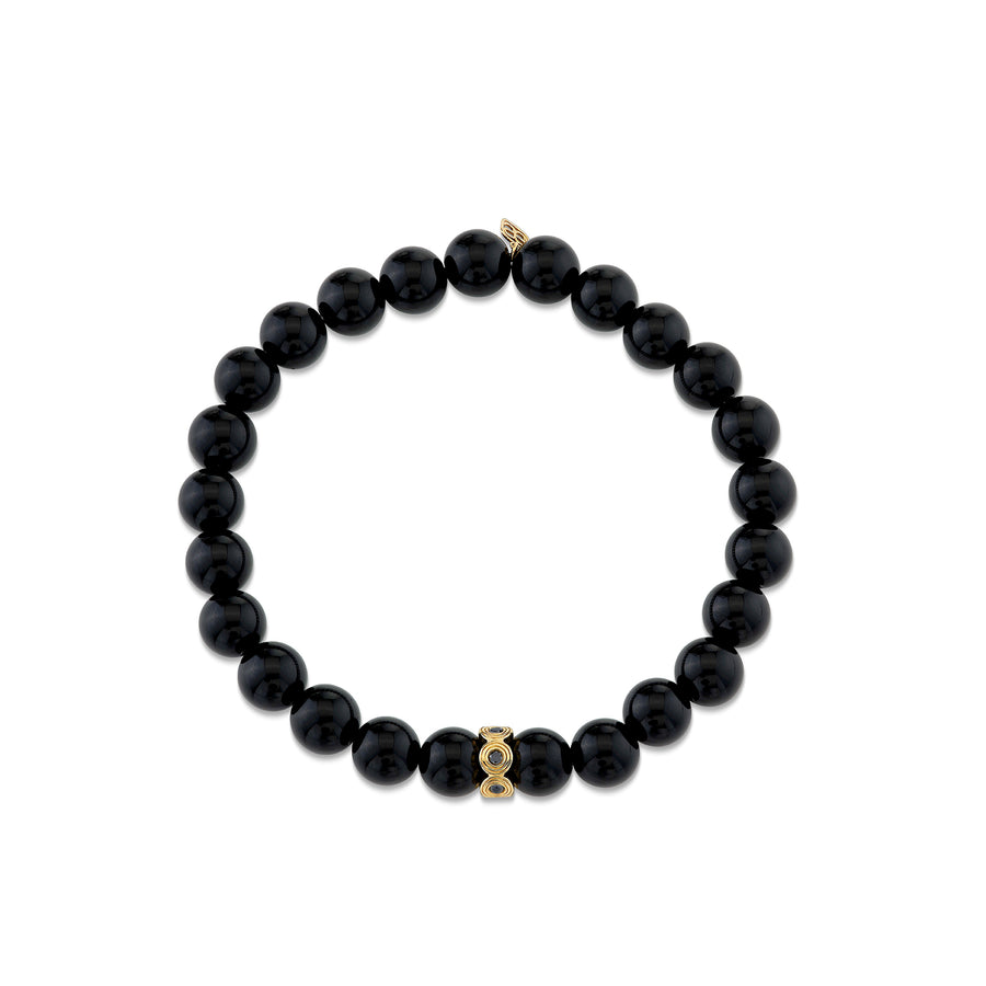 Men's Collection Gold & Black Diamond Fluted Rondelle on Onyx - Sydney Evan Fine Jewelry