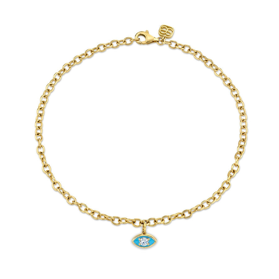 Gold & Diamond Enamel Marquise Eye Anklet - Sydney Evan Fine Jewelry