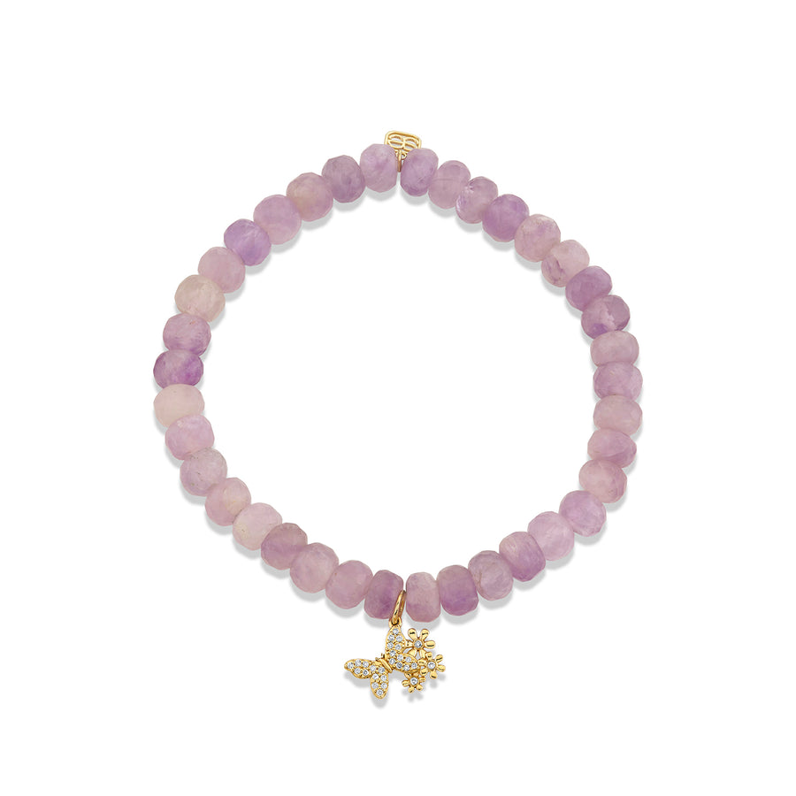 Gold & Diamond Butterfly Daisy Cluster on Lavender Amethyst - Sydney Evan Fine Jewelry