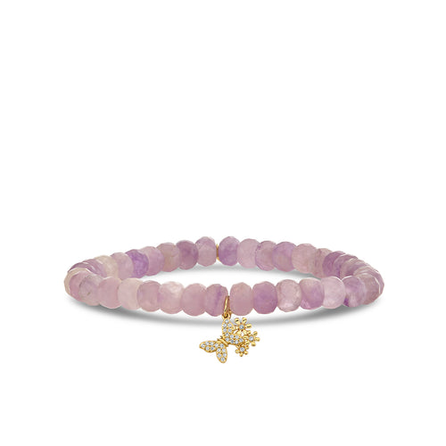 Gold & Diamond Butterfly Daisy Cluster on Lavender Amethyst