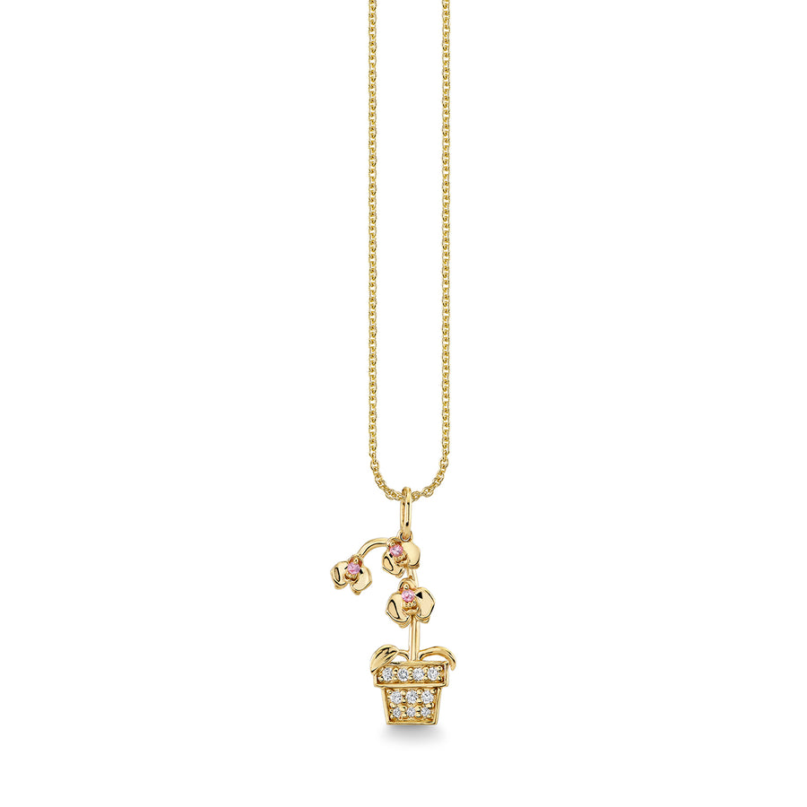 Gold & Diamond Potted Orchid Charm - Sydney Evan Fine Jewelry