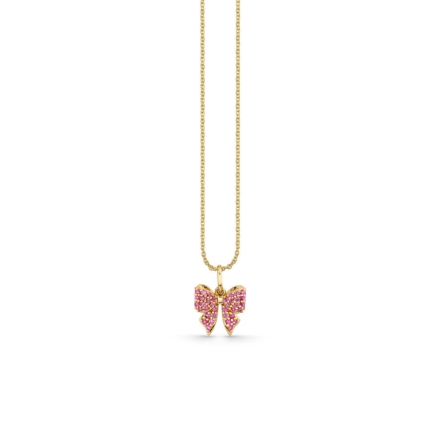 Gold & Pink Sapphire Small Bow Charm - Sydney Evan Fine Jewelry