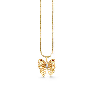 Gold & Diamond Fishnet Bow Charm - Sydney Evan Fine Jewelry