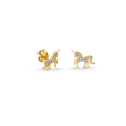 Kids Collection Gold & Diamond Mini Unicorn Stud