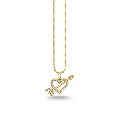 Gold & Diamond Arrow Heart Charm
