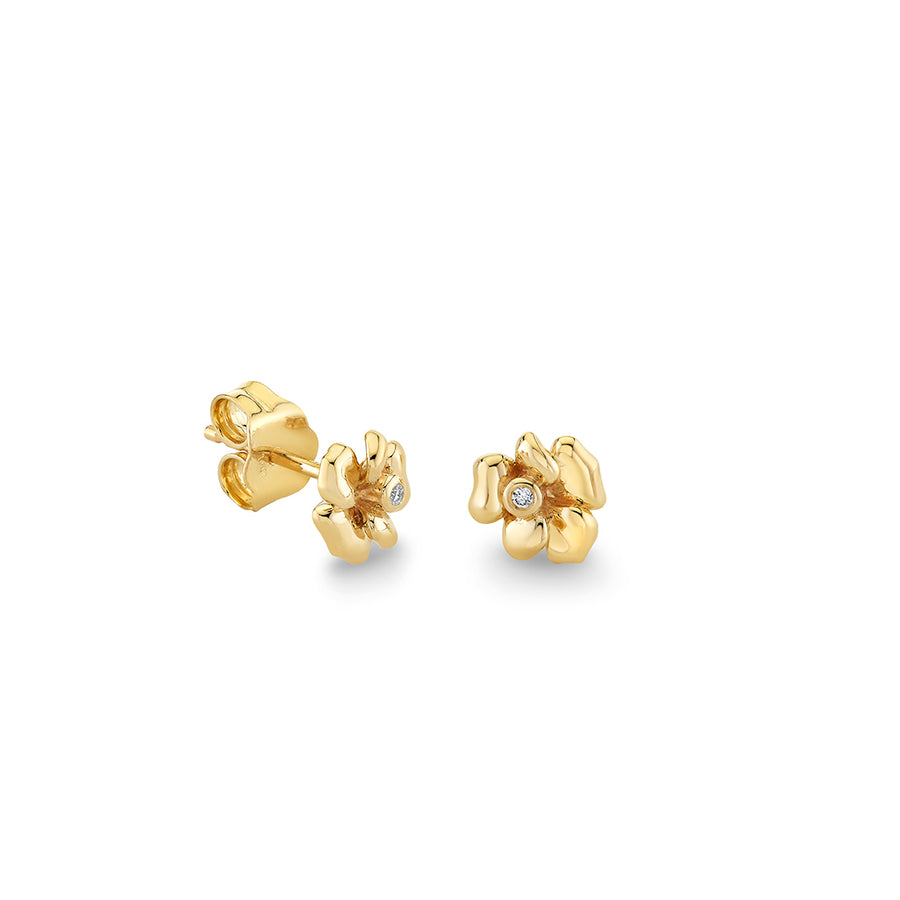 Gold & Diamond Tiny Pansy Stud - Sydney Evan Fine Jewelry