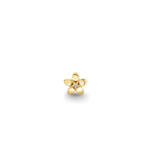 Gold & Diamond Tiny Plumeria Stud