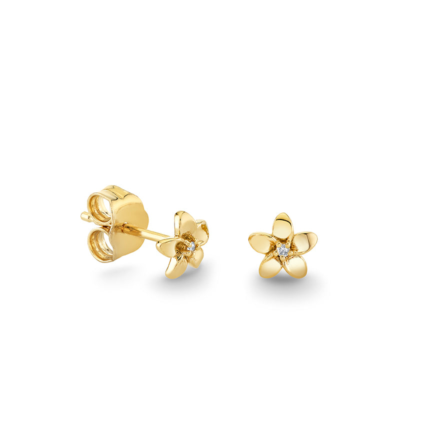 Gold & Diamond Tiny Plumeria Stud - Sydney Evan Fine Jewelry