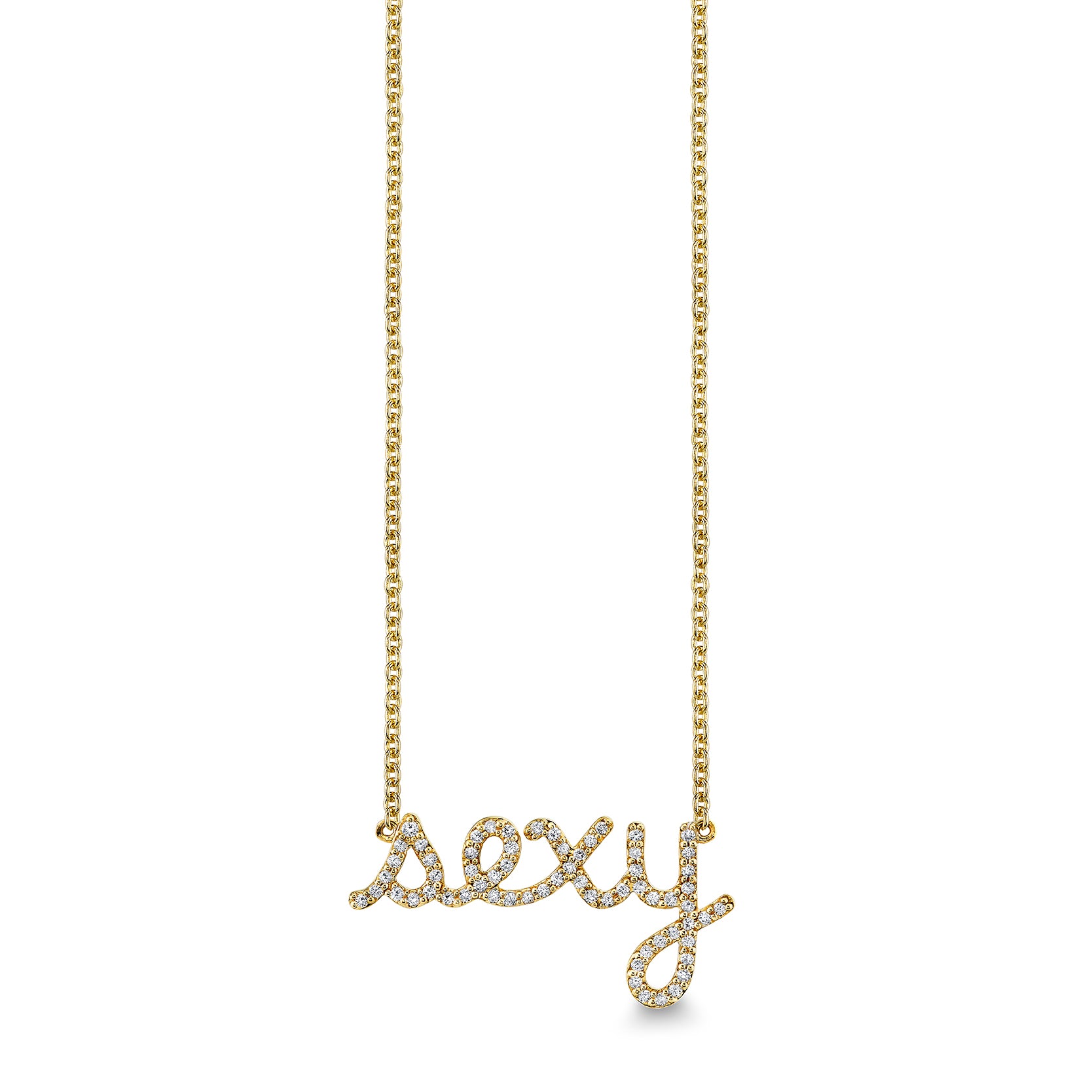 Shop Sydney Evan 14k Gold & Diamond Large Sexy Script Necklace