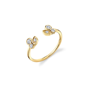 Gold & Diamond Marquise Eye Cluster Open Ring - Sydney Evan Fine Jewelry