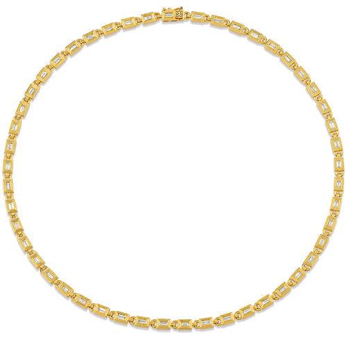 Gold & Diamond Fluted Baguette Eternity Necklace
