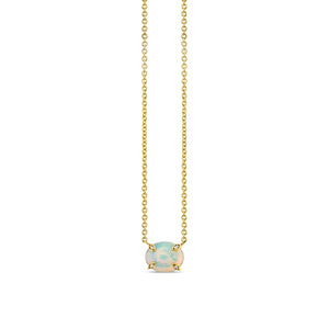 Gold, Diamond & Opal Oval Marquise Eye Prong Necklace - Sydney Evan Fine Jewelry