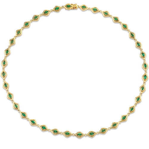 Gold & Emerald Marquise Eye Eternity Necklace
