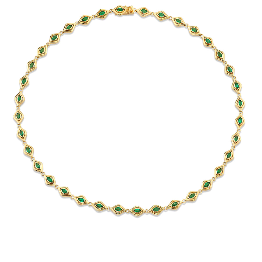 Gold & Emerald Marquise Evil Eye Eternity Necklace - Sydney Evan Fine Jewelry