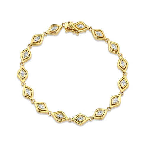 Gold & Diamond Floating Marquise Eye Eternity Bracelet