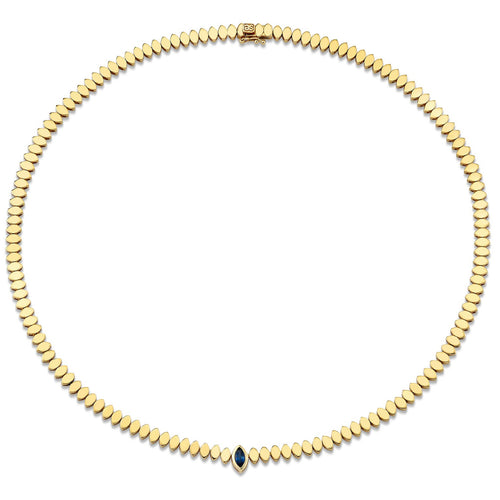 Gold & Sapphire Marquise Eye Necklace