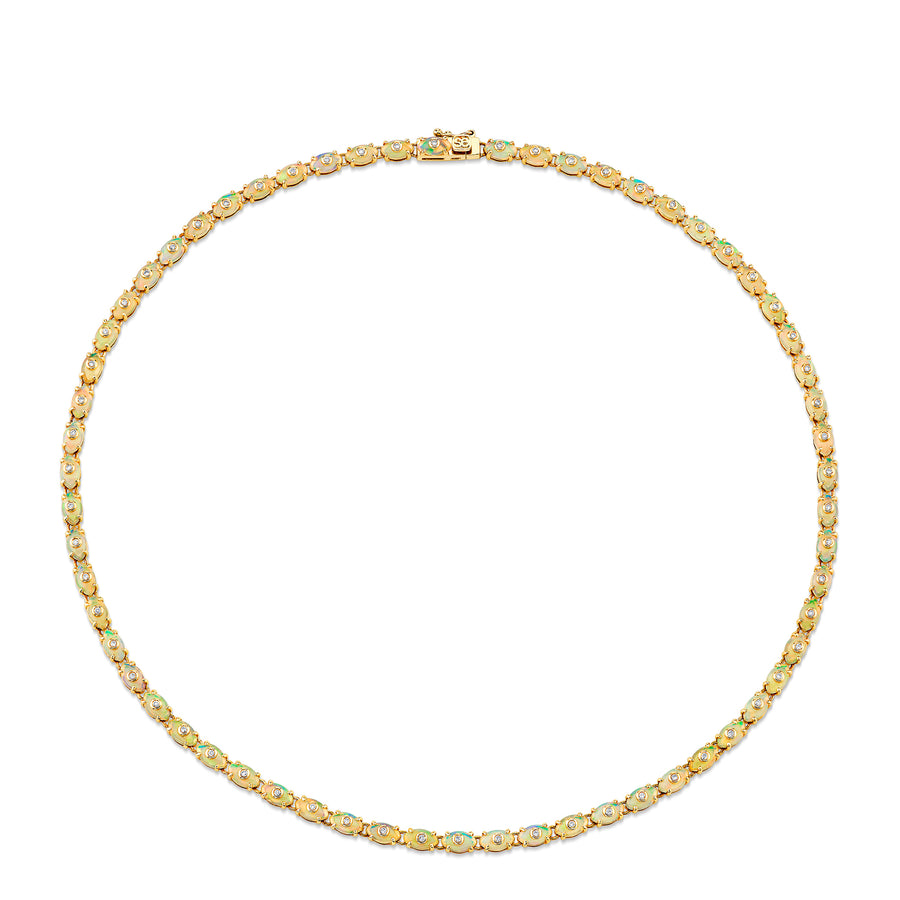 Gold & Diamond Tiny Carved Stone Eternity Necklace - Sydney Evan Fine Jewelry