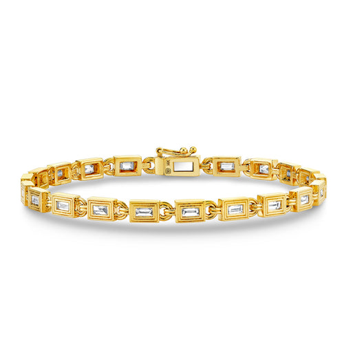 Gold & Diamond Fluted Baguette Tennis Bracelet
