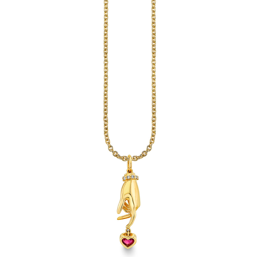 Gold & Diamond Hand Heart Charm - Sydney Evan Fine Jewelry