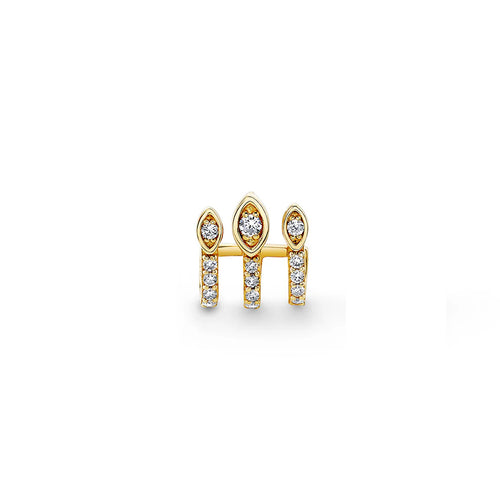 Gold & Diamond Marquise Eye Triple Bar Stud
