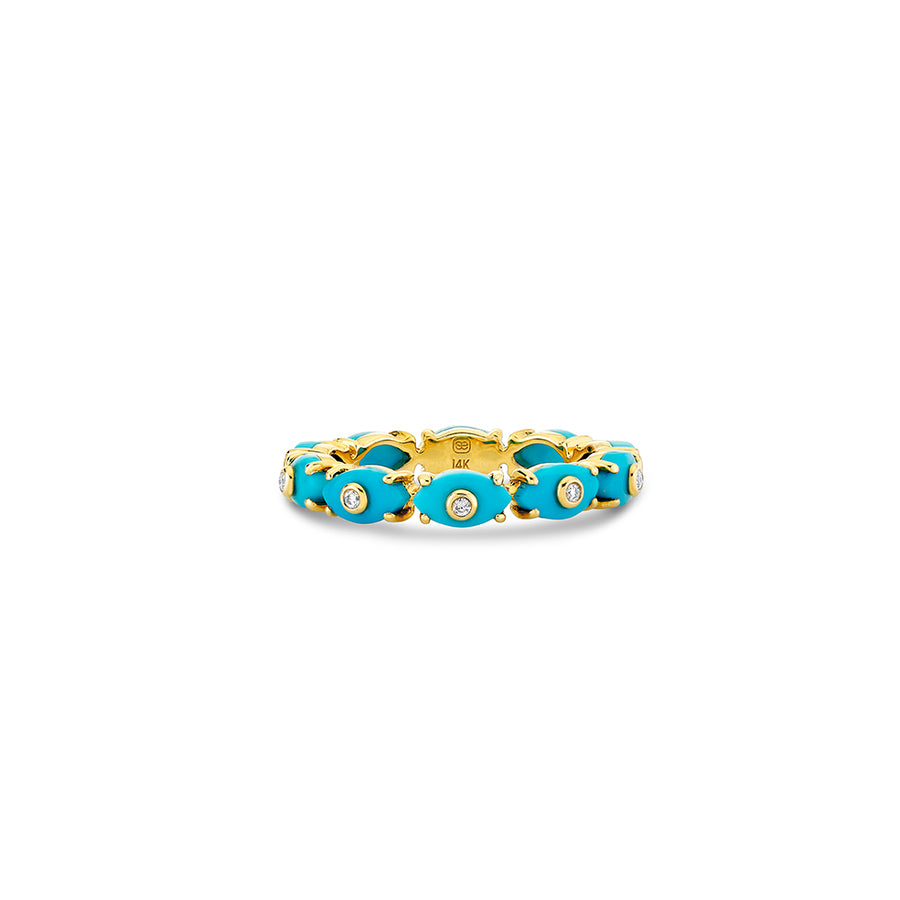 Gold & Diamond Tiny Carved Stone Eternity Ring - Sydney Evan Fine Jewelry