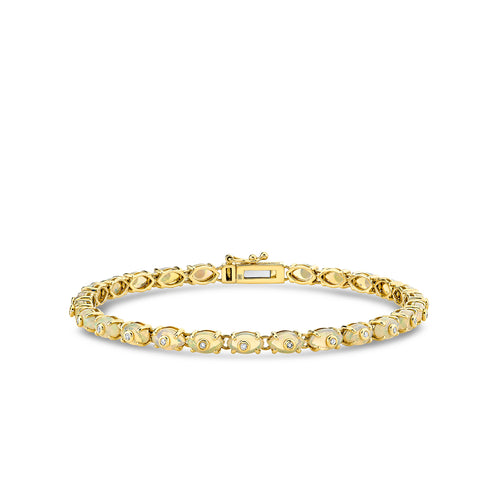 Gold & Diamond Tiny Carved Stone Eternity Bracelet