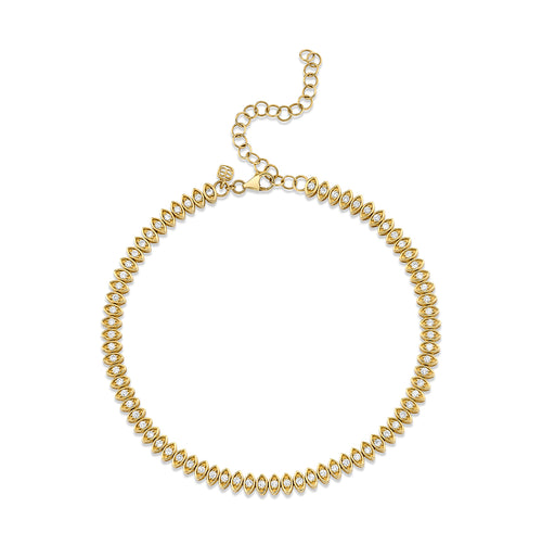 Gold & Diamond Marquise Eye Tennis Anklet