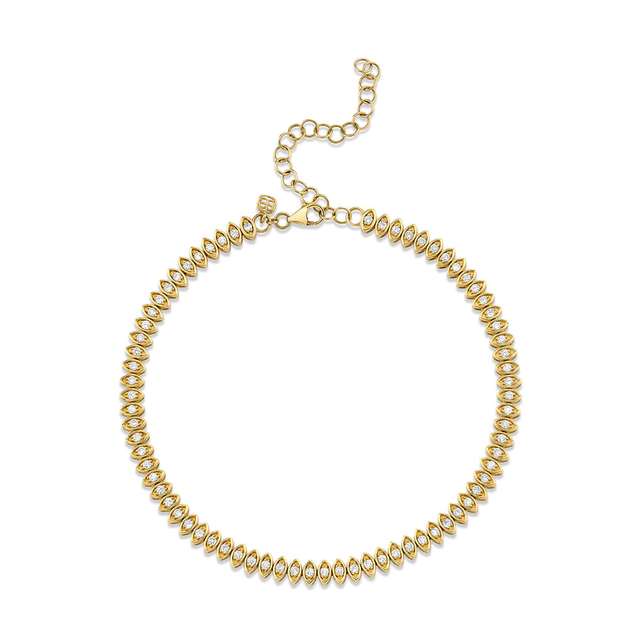 Gold & Diamond Marquise Eye Tennis Anklet - Sydney Evan Fine Jewelry