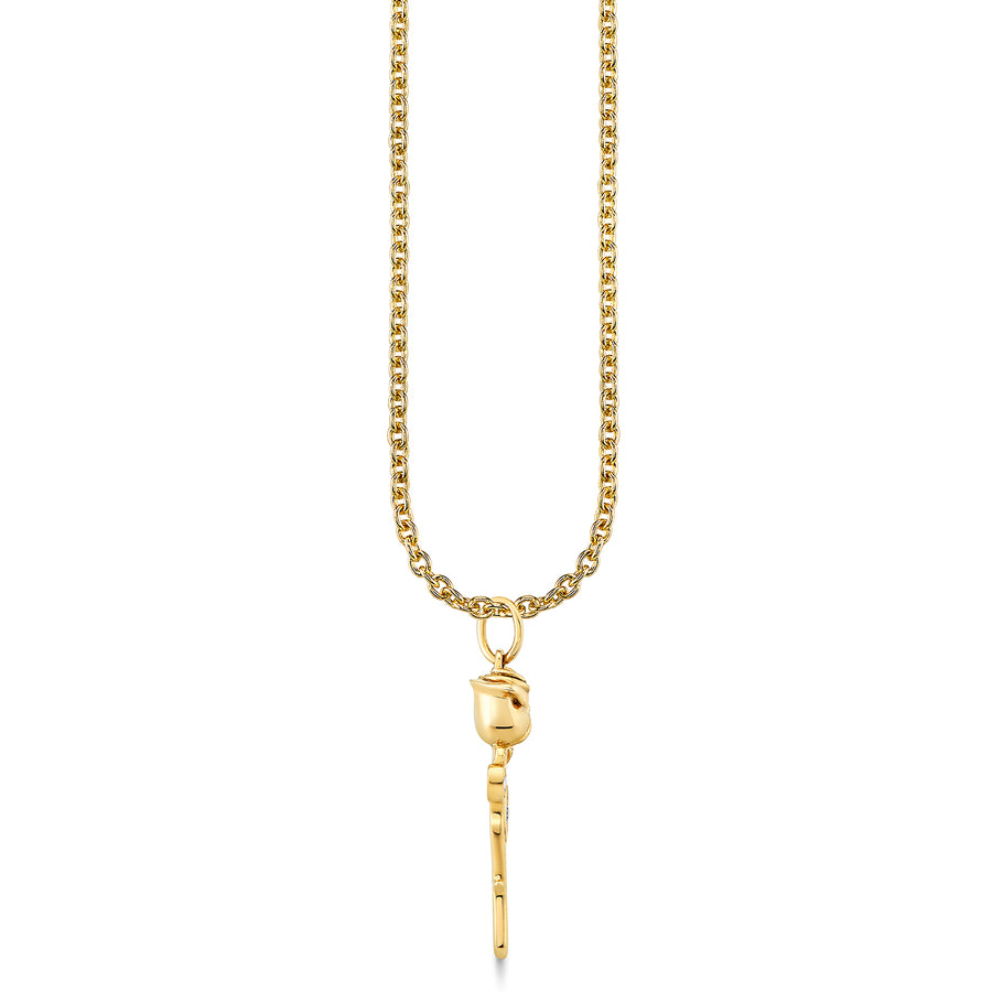 Gold & Diamond Long Stem Rose Charm - Sydney Evan Fine Jewelry