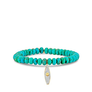 Gold & Diamond Happy Face Surfboard on Turquoise - Sydney Evan Fine Jewelry