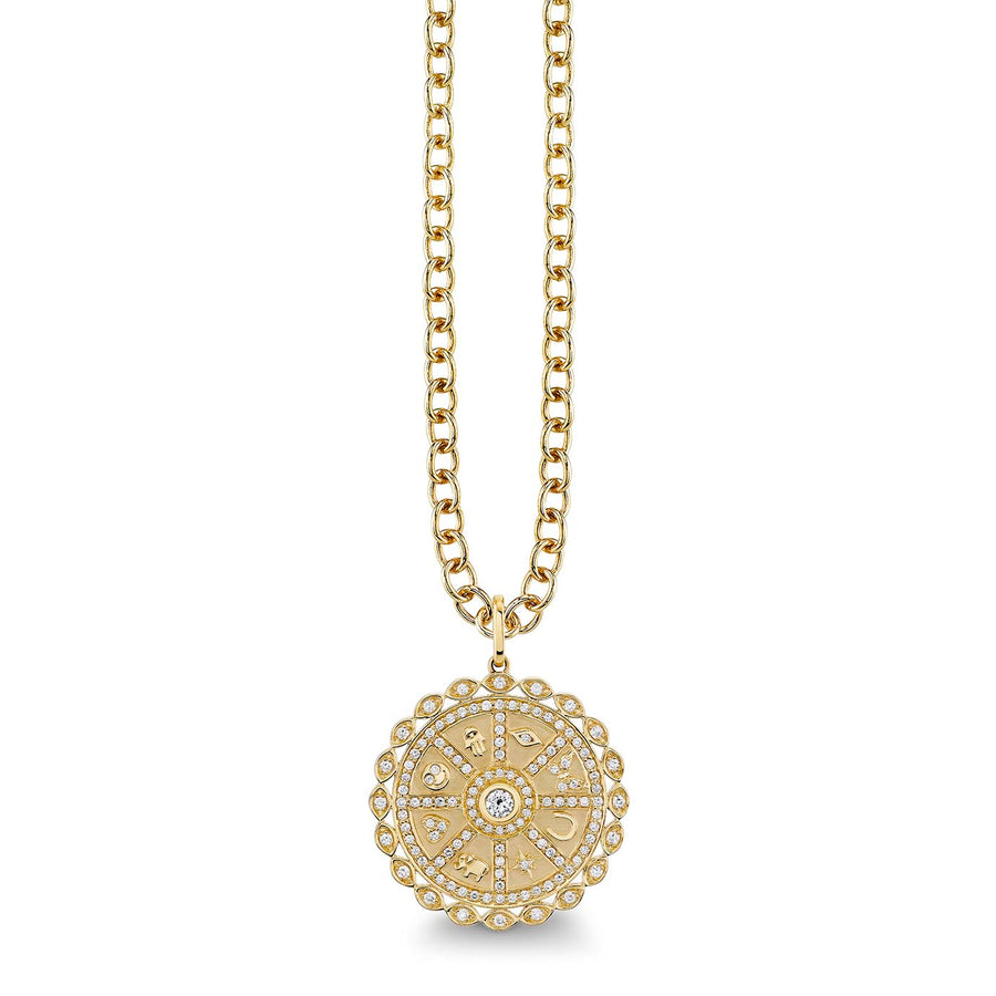 Gold & Diamond Icon Wheel Coin - Sydney Evan Fine Jewelry