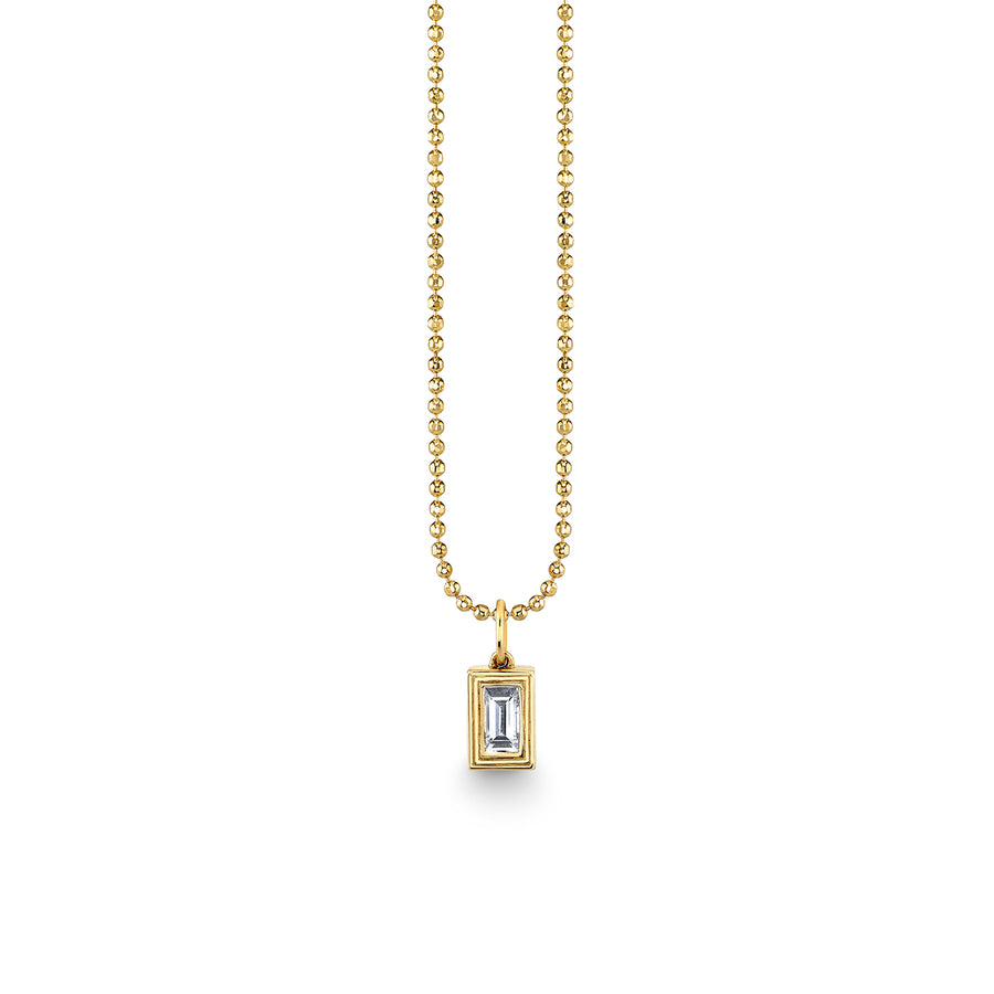 Gold & Diamond Large Fluted Single Diamond Baguette Charm - Sydney Evan Fine Jewelry