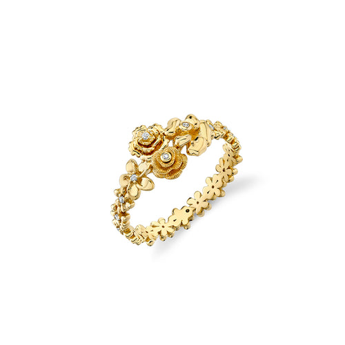 Gold & Diamond Flower Cluster Ring