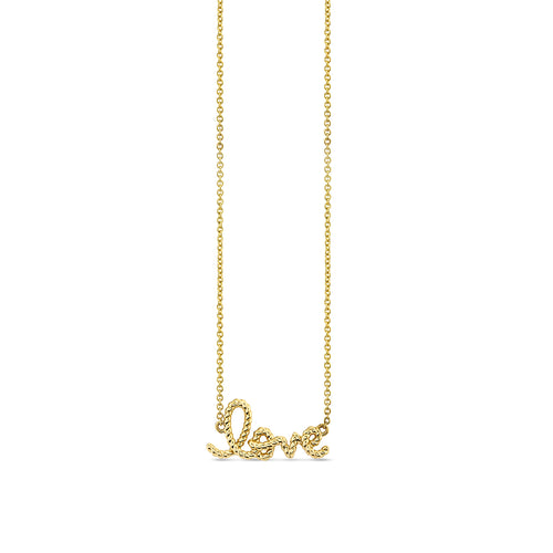 Pure Gold Small Love Script Rope Necklace