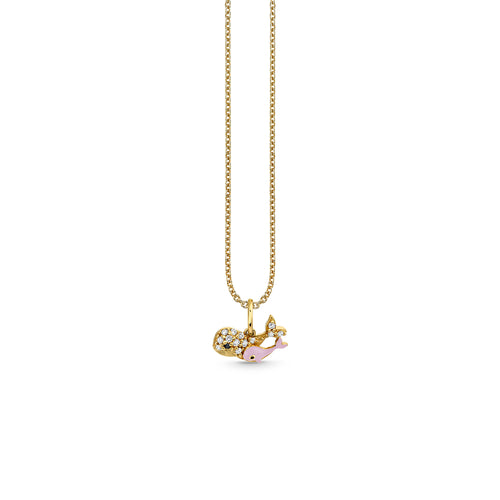 Gold & Diamond Whale Family Charm