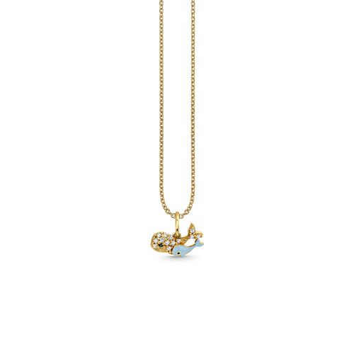 Gold & Diamond Whale Family Charm