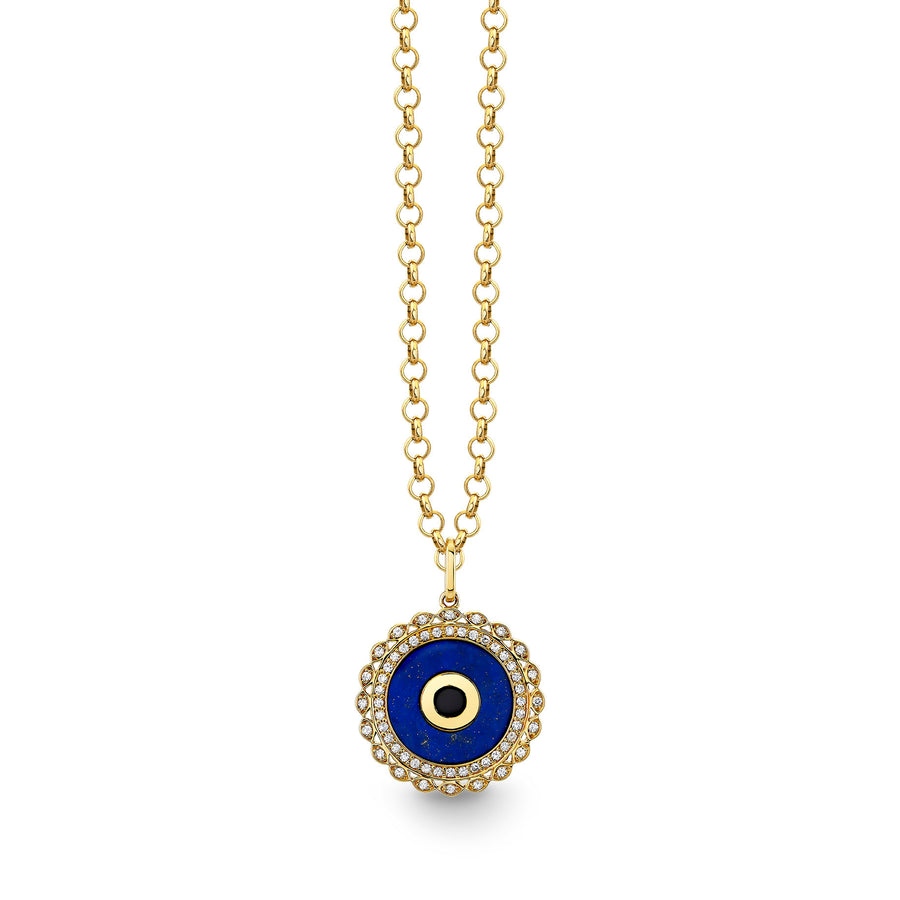 Gold & Diamond Large Marquise Evil Eye Charm - Sydney Evan Fine Jewelry