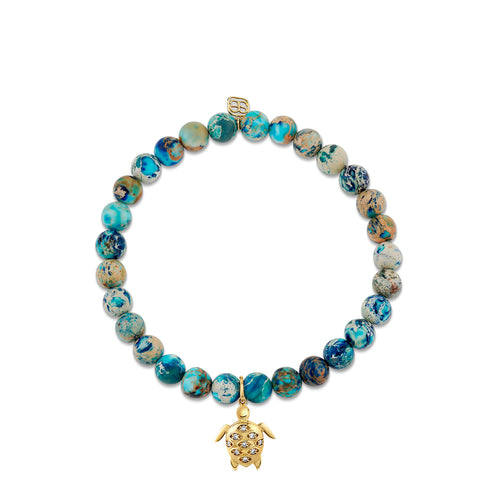 Gold & Diamond Turtle on Jasper