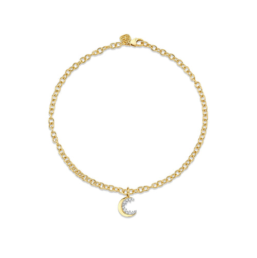 Gold & Diamond Cocktail Crescent Moon Anklet