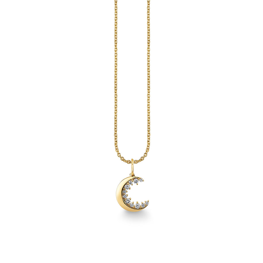 Gold & Diamond Small Cocktail Crescent Moon Charm - Sydney Evan Fine Jewelry