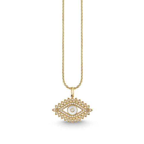 Gold & Diamond Eye Stone Inlay Charm