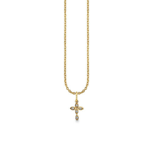 Gold & Diamond Small Marquise Eye Cross Charm
