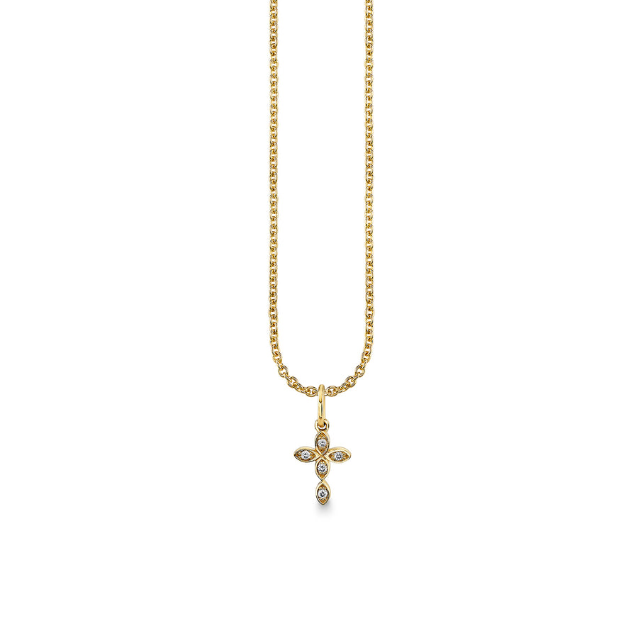 Gold & Diamond Small Marquise Eye Cross Charm - Sydney Evan Fine Jewelry