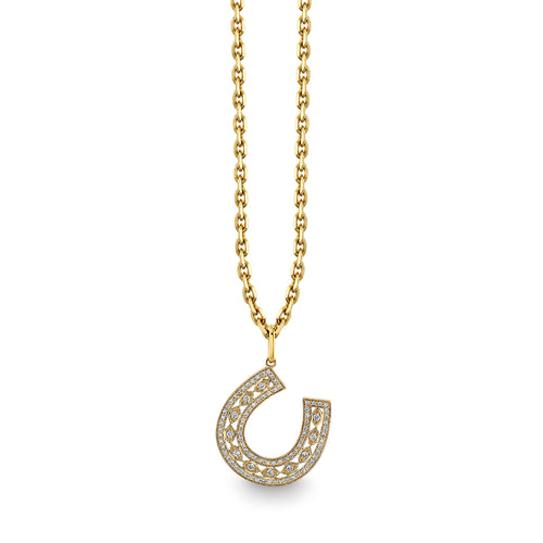 Gold & Diamond Marquise Eye Horseshoe Charm